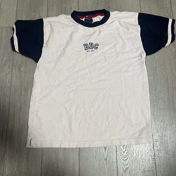 90s vintage Bugle Boy T-shirt Single Stitch White and Blue Size Large - Picture 1 of 3